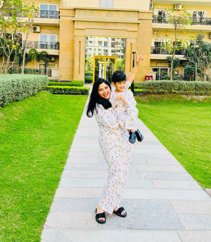 Handblock Sheep Print Mother Child Twinning Lounge Wear