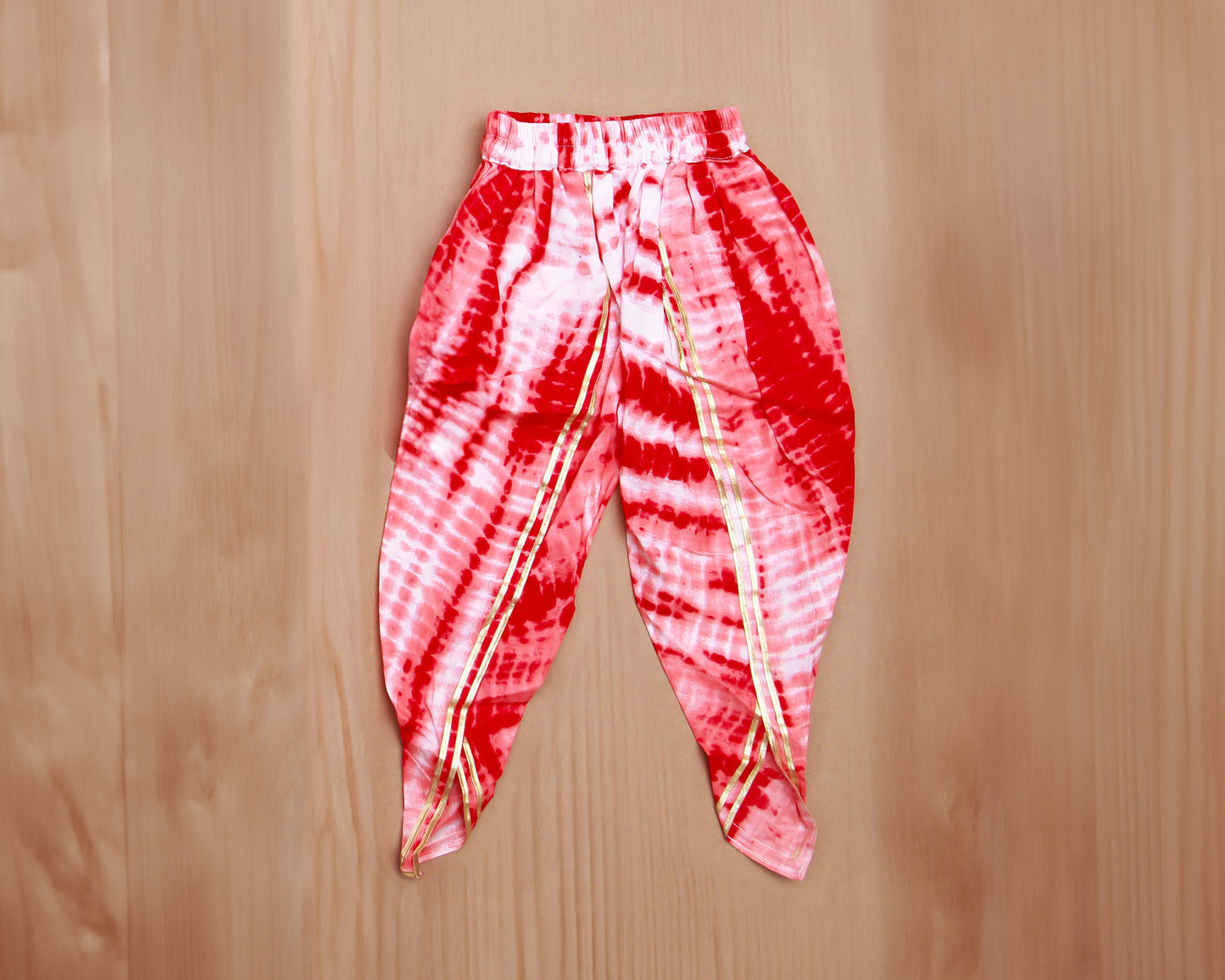 Red Printed Kurta with Tie n Dye Dhoti