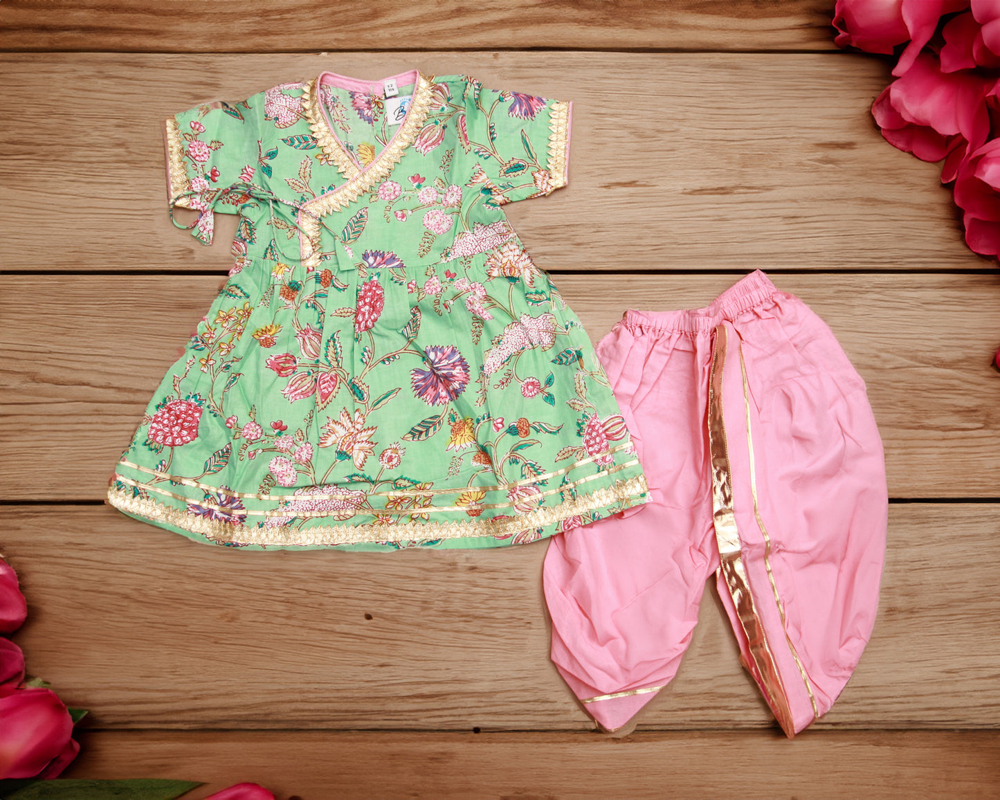 Chic Green and Pink Kid's Ensemble