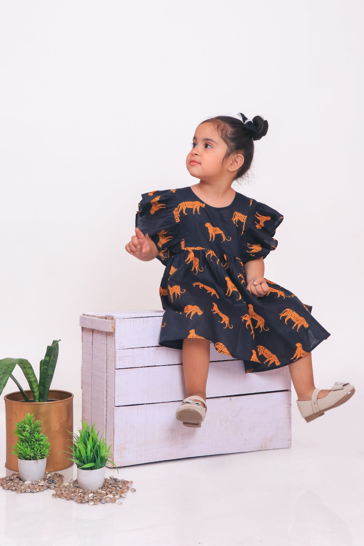 Stylish Black Leopard print Frock
