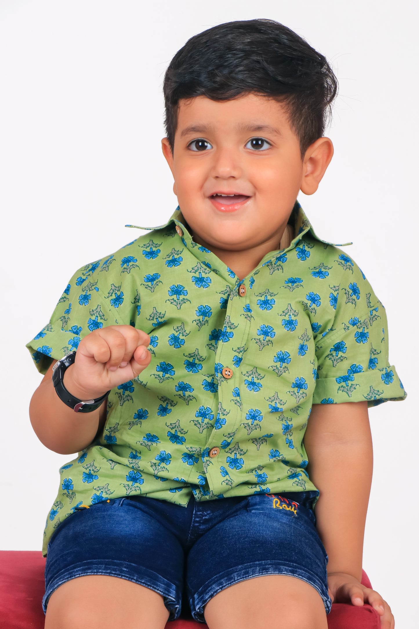 Elegant Green Flower Print Shirt