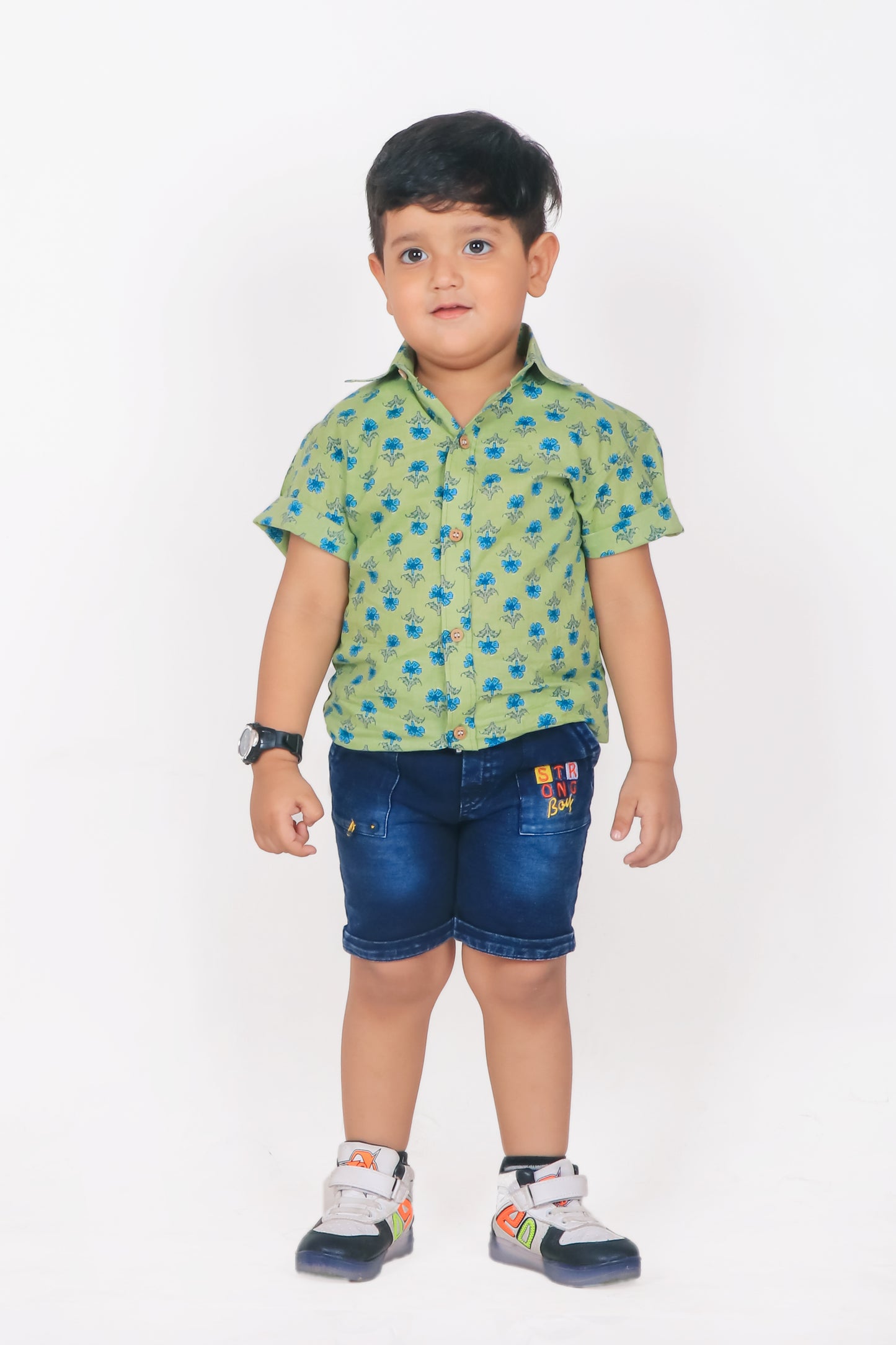 Elegant Green Flower Print Shirt