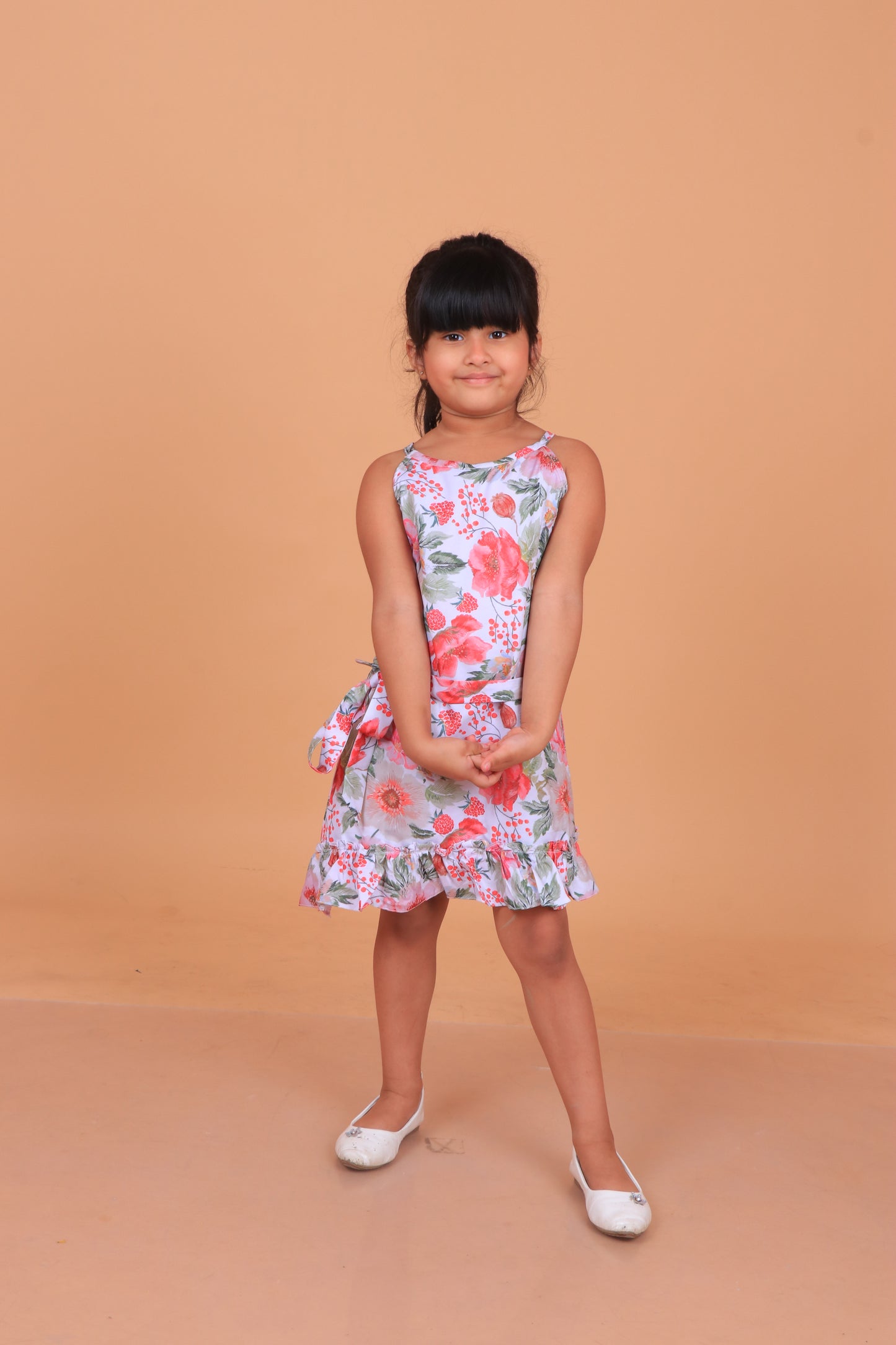 White Floral Frock for Girls