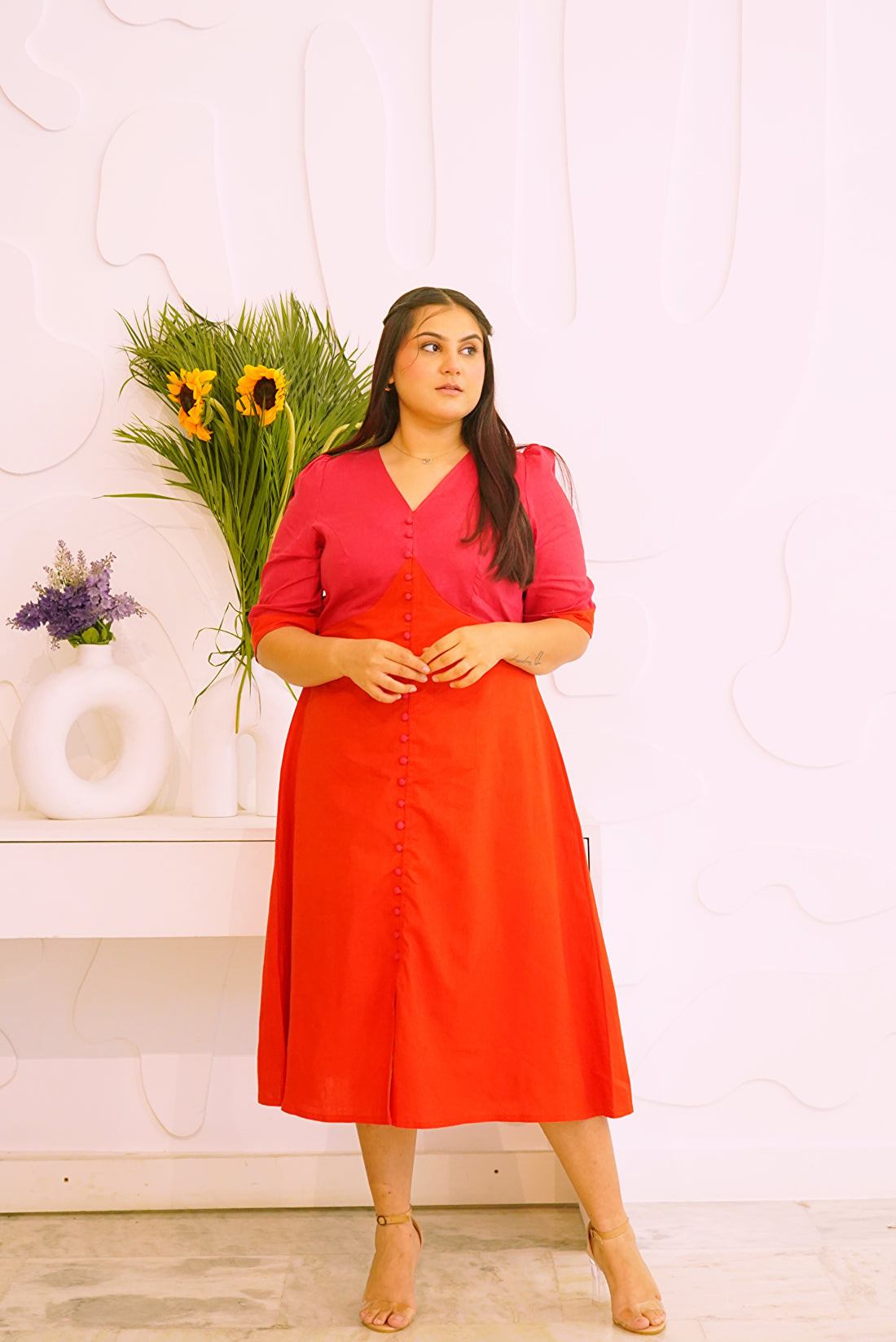 Red &amp; Magenta Dress for Women