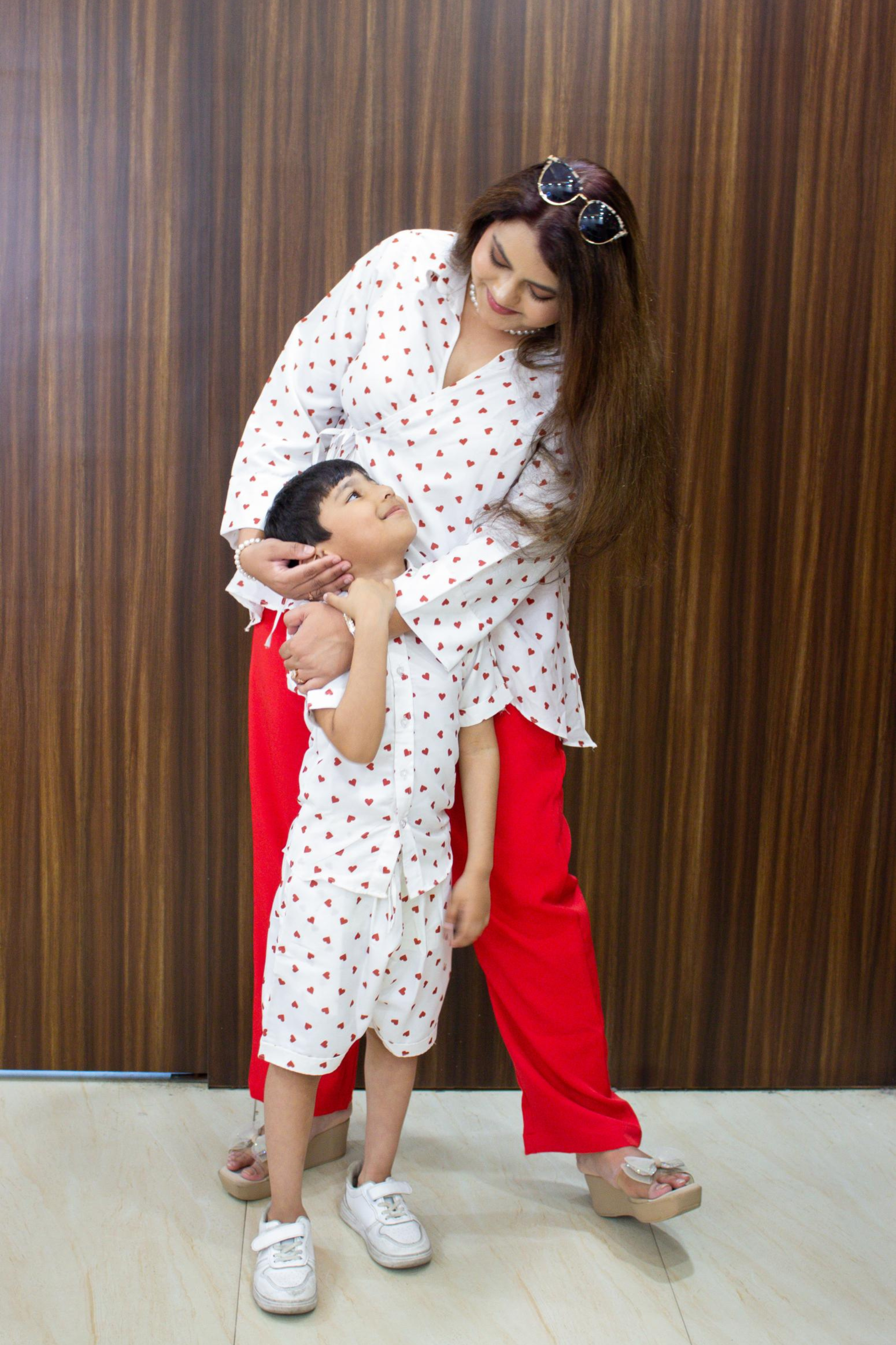 Heart Print Mother Son Co-ords