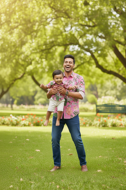 Pink Animal Print Father Son Twinning Set