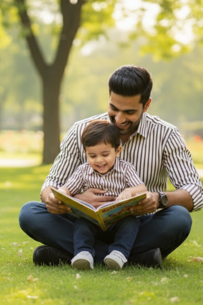 Brown and White Stripes Father Son Twinning Set