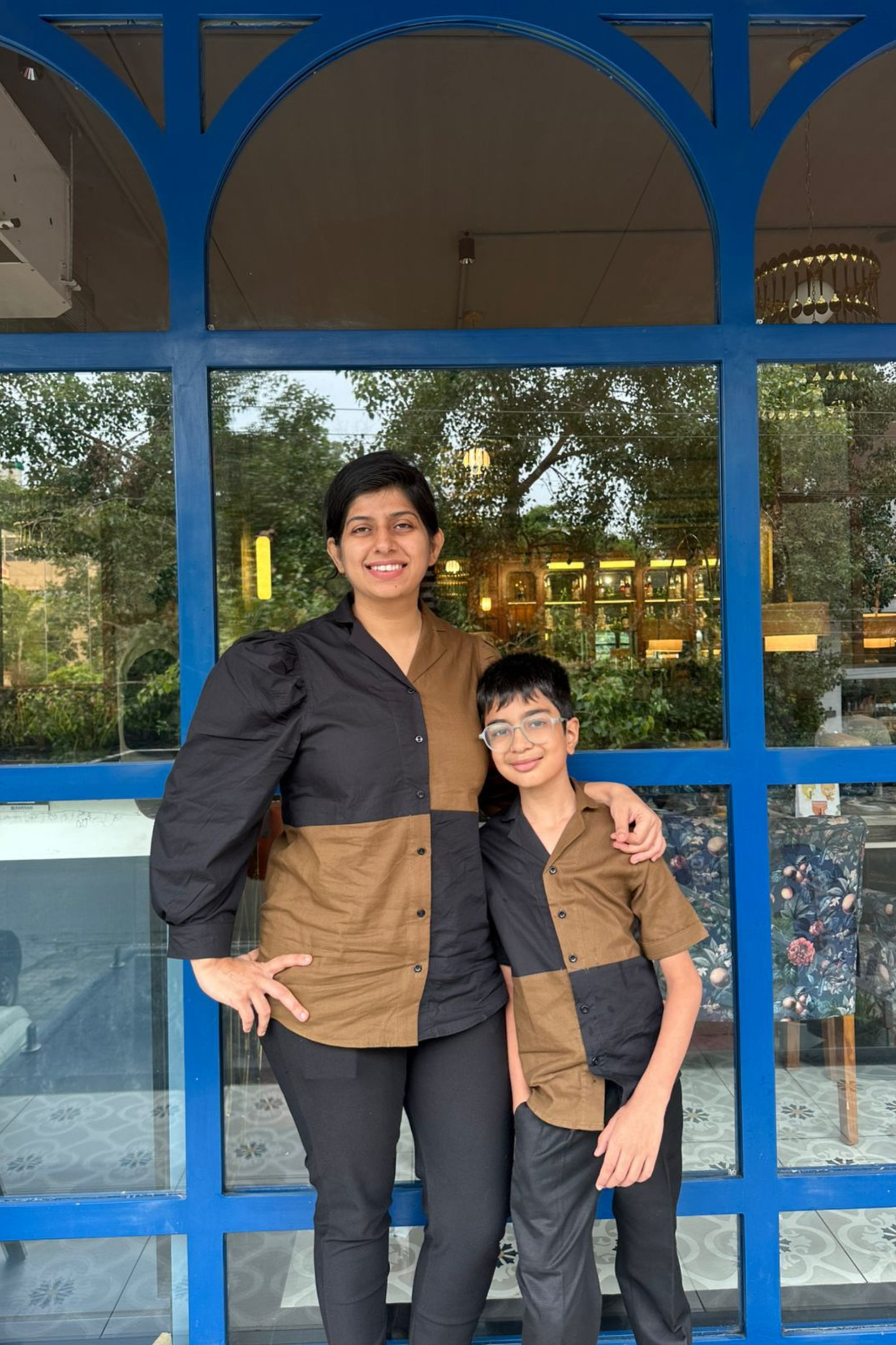 Black and Brown Checkerboard Shirt Twinning Combo
