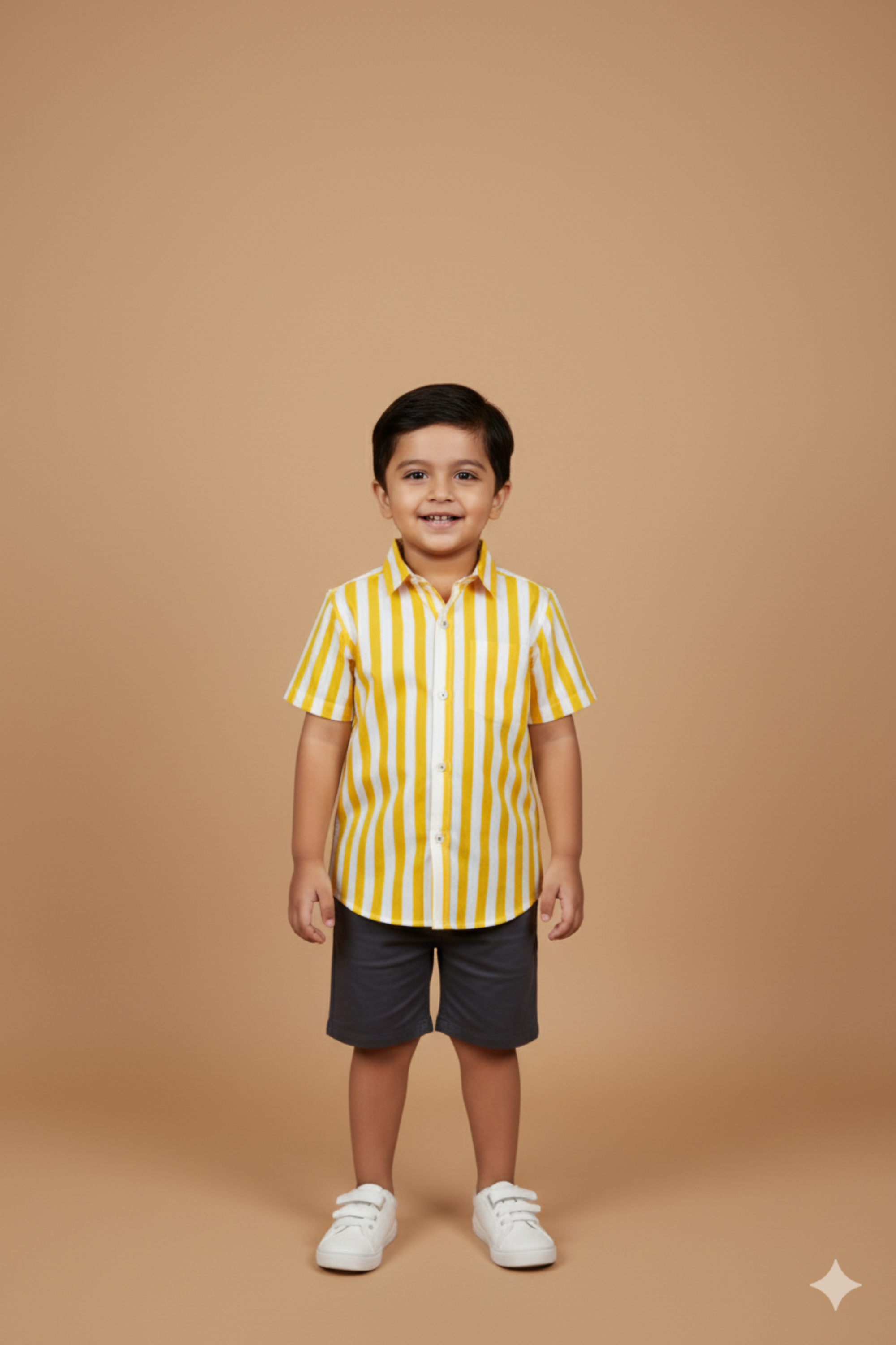 Yellow and White Stripes Father Son Twinning Set