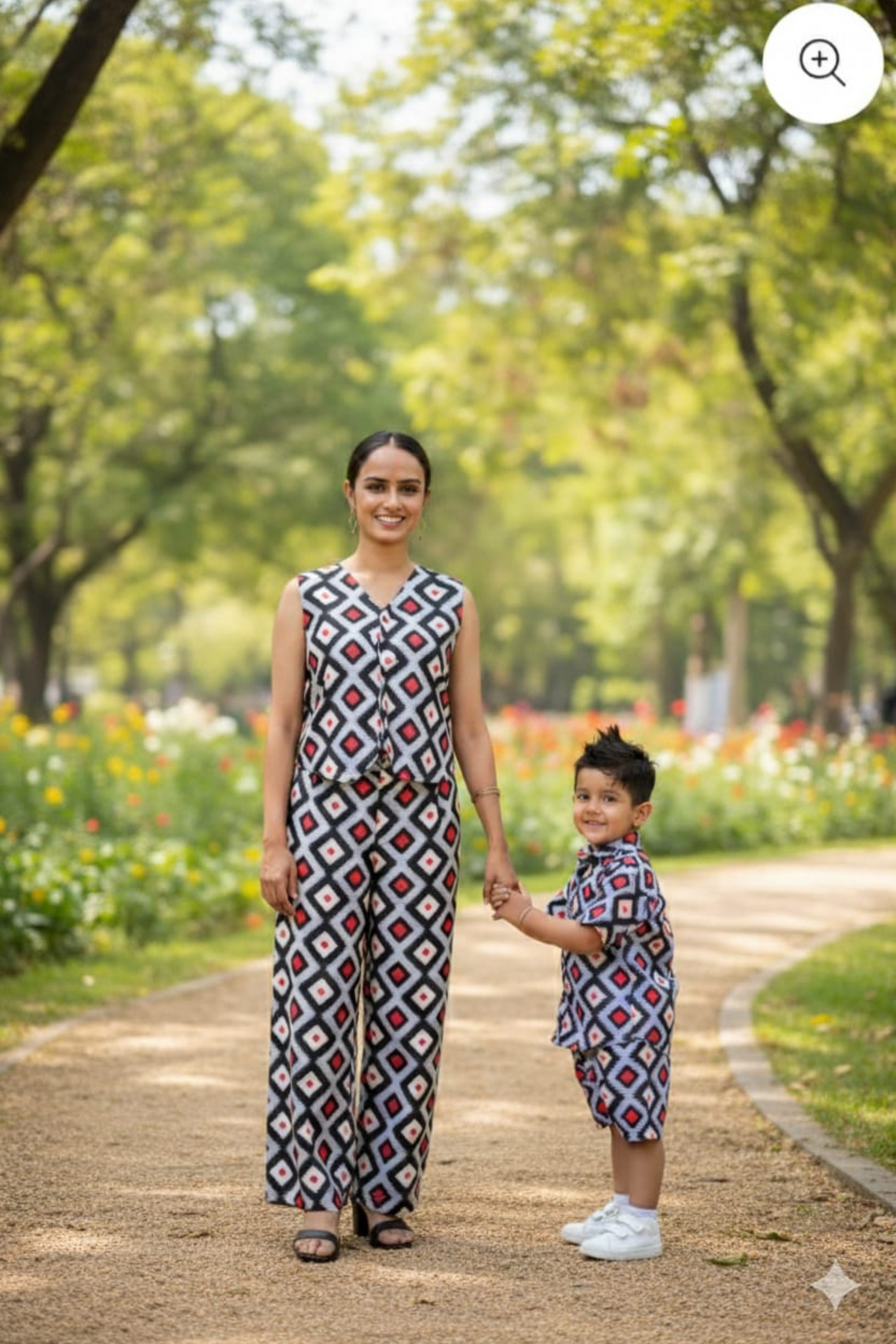 Geometric Print Mother Son Twinning Combo