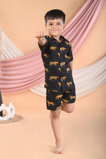 Black Animal Print Mother Son Combo