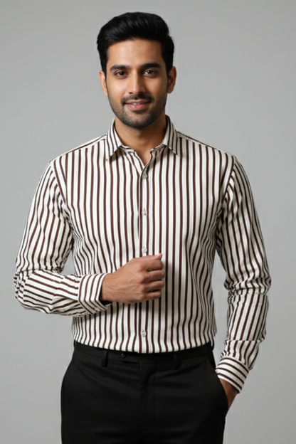 Brown and White Stripes Father Son Twinning Set