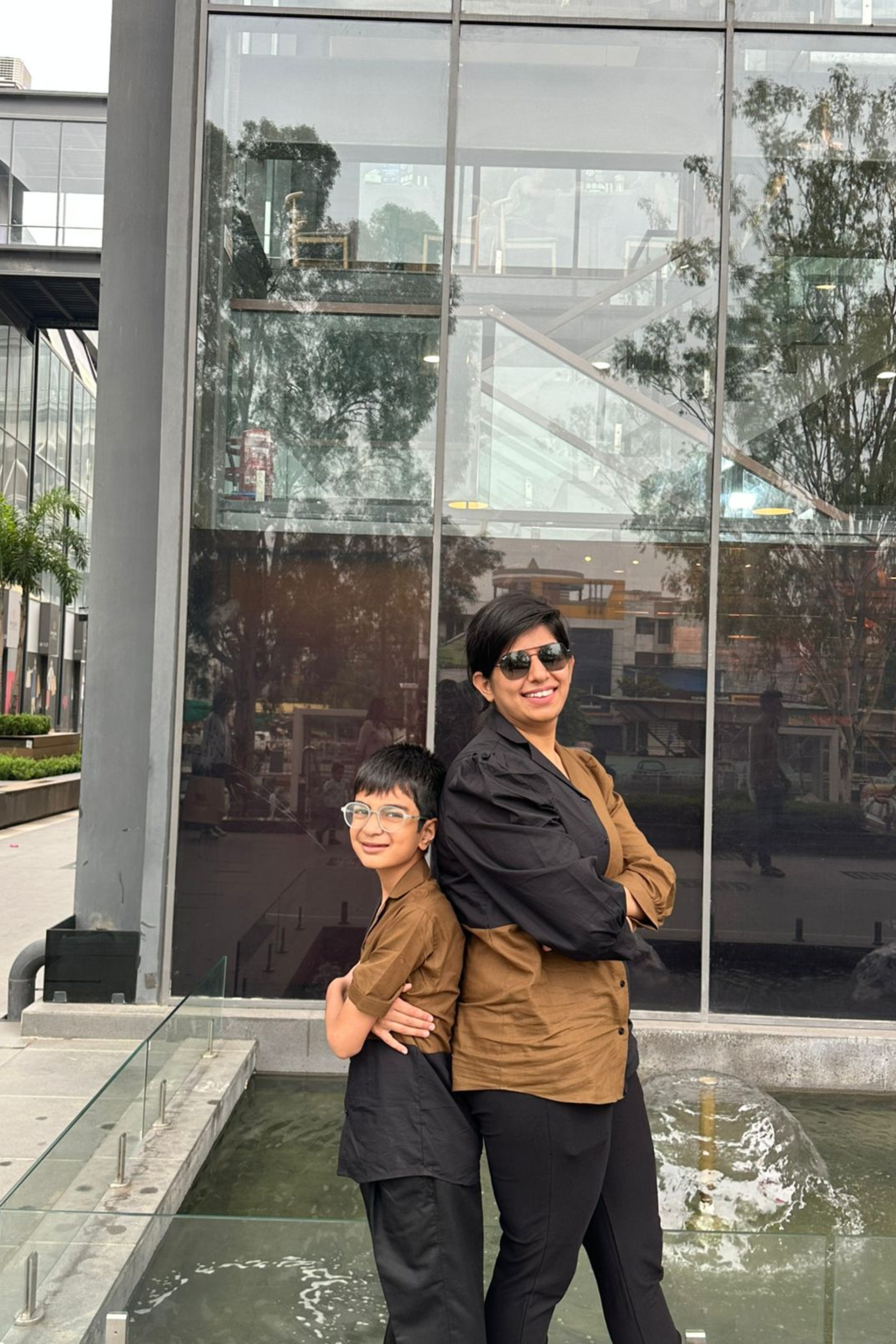 Black and Brown Checkerboard Shirt Twinning Combo