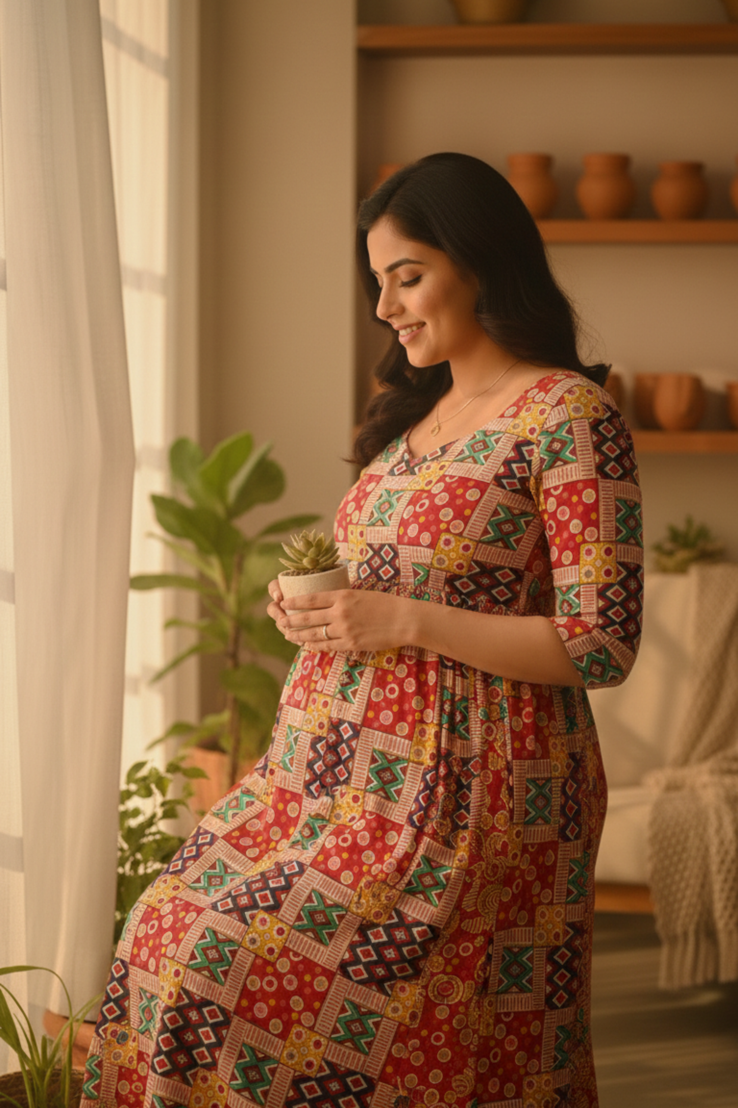 Multicolored Maternity Dress