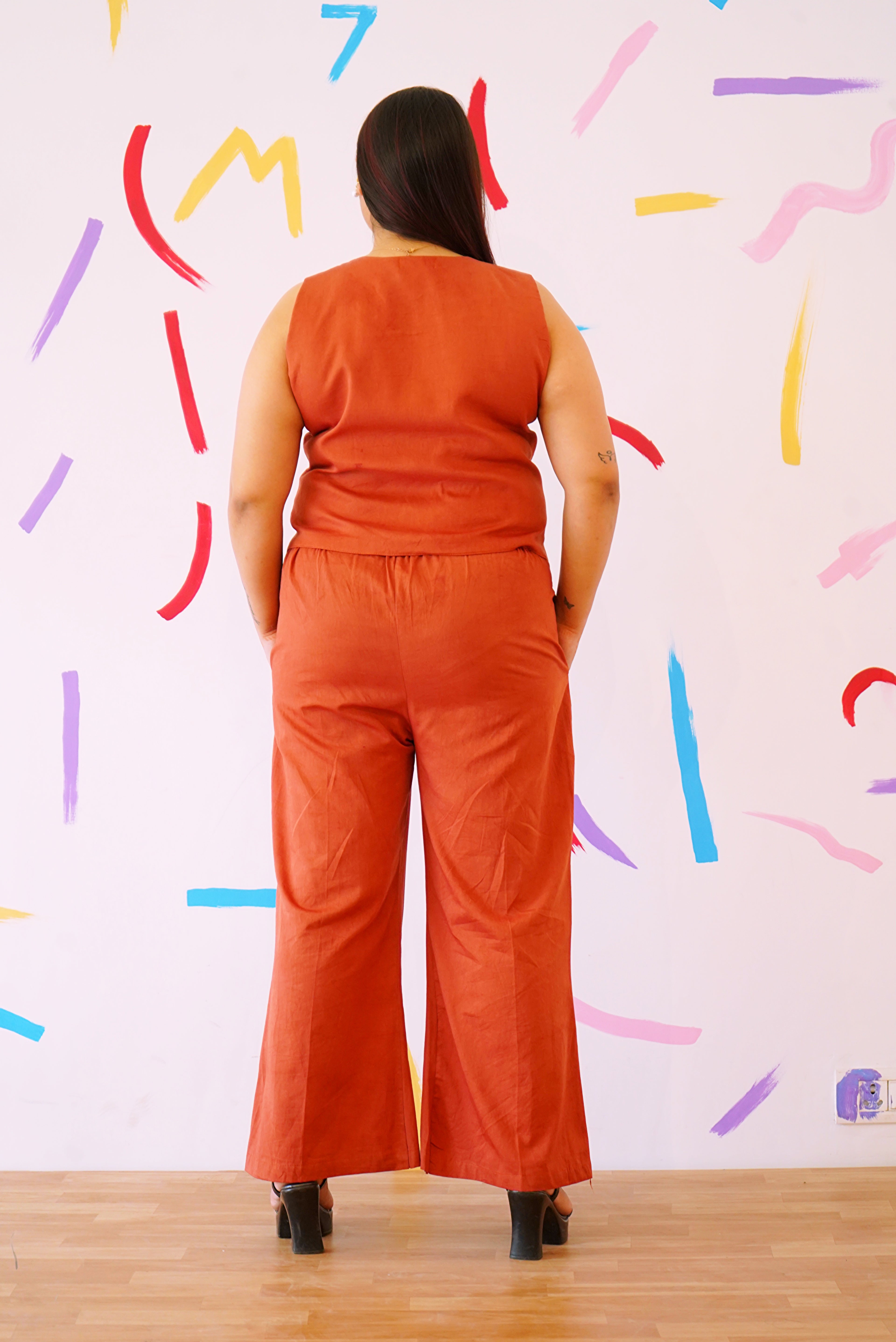 Rust Vest Coat and Pants Co-ord