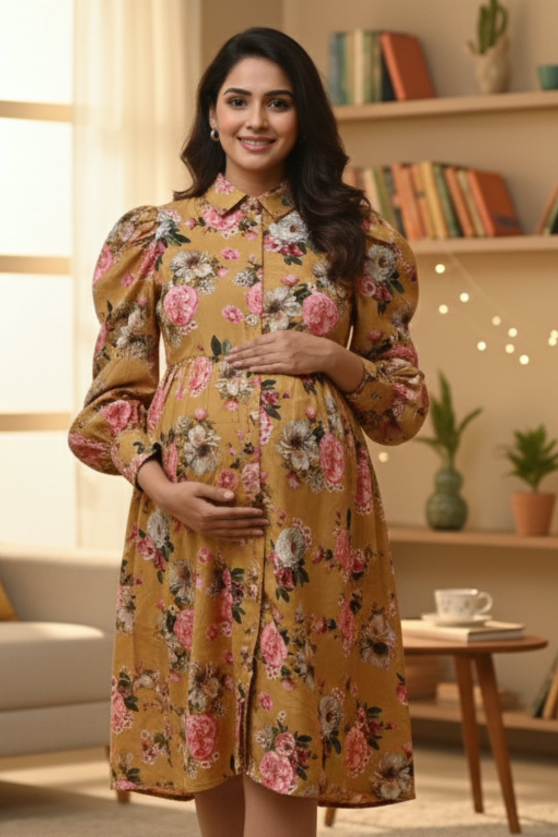 Yellow Floral Maternity Dress