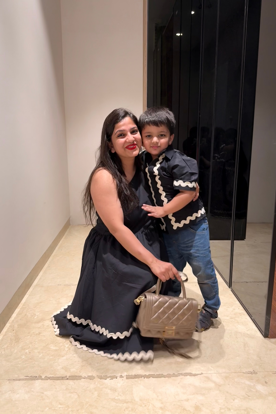 Black Lace Dress and Shirt Twinning Twinning Set