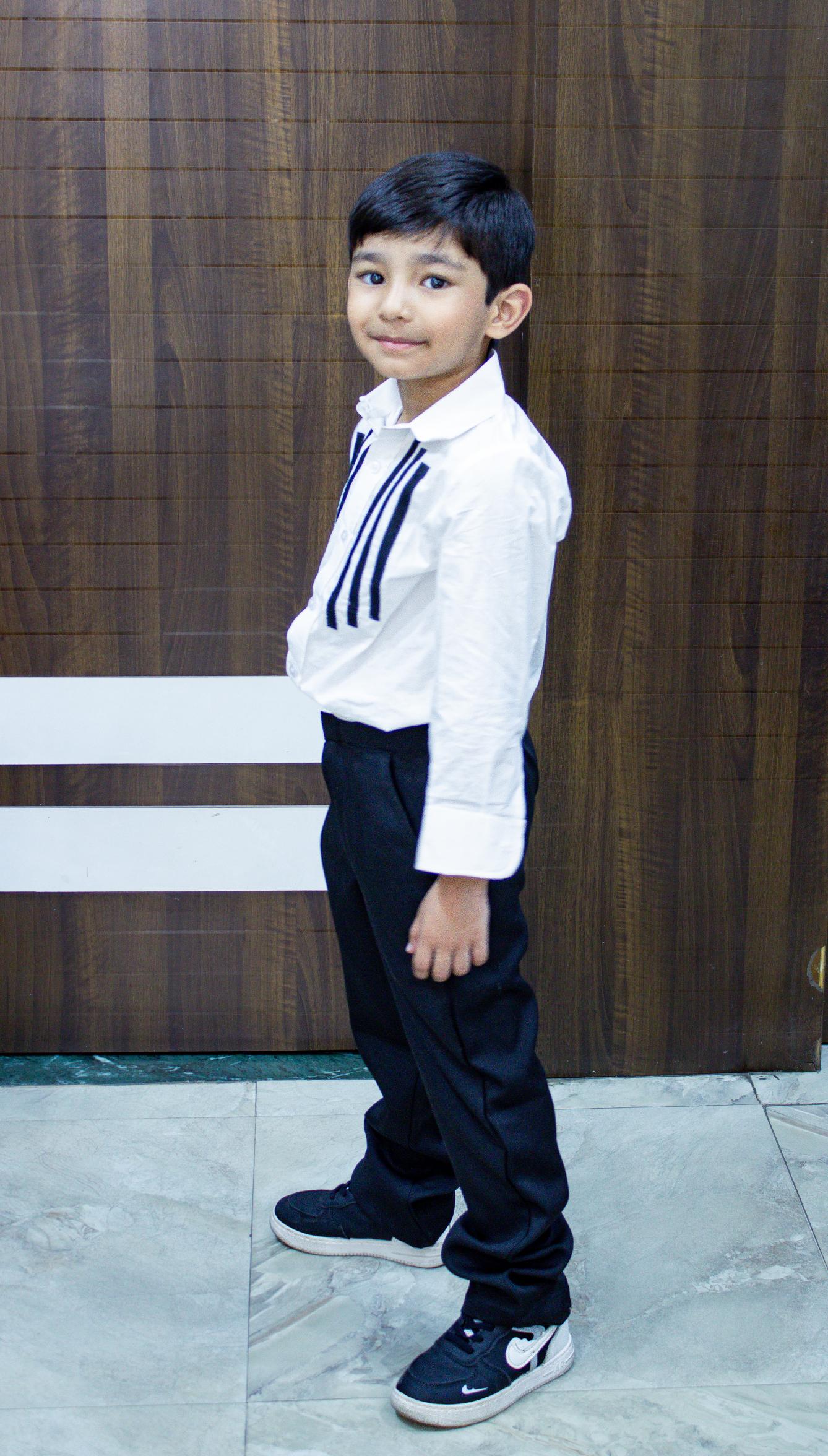 White Frill Shirt Mother Son Combo