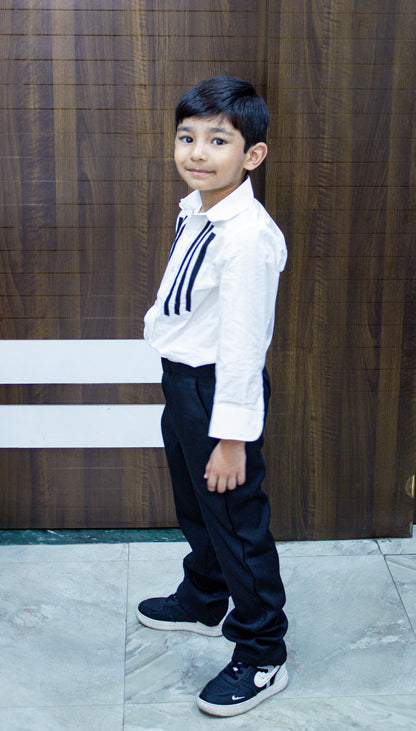 White Frill Shirt Mother Son Combo