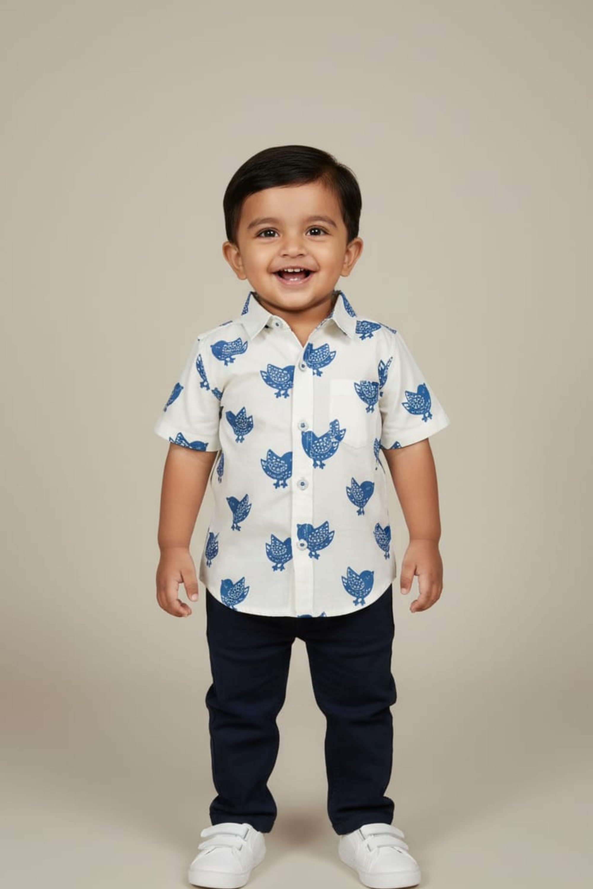 Blue Bird Print Father Son Twinning Set