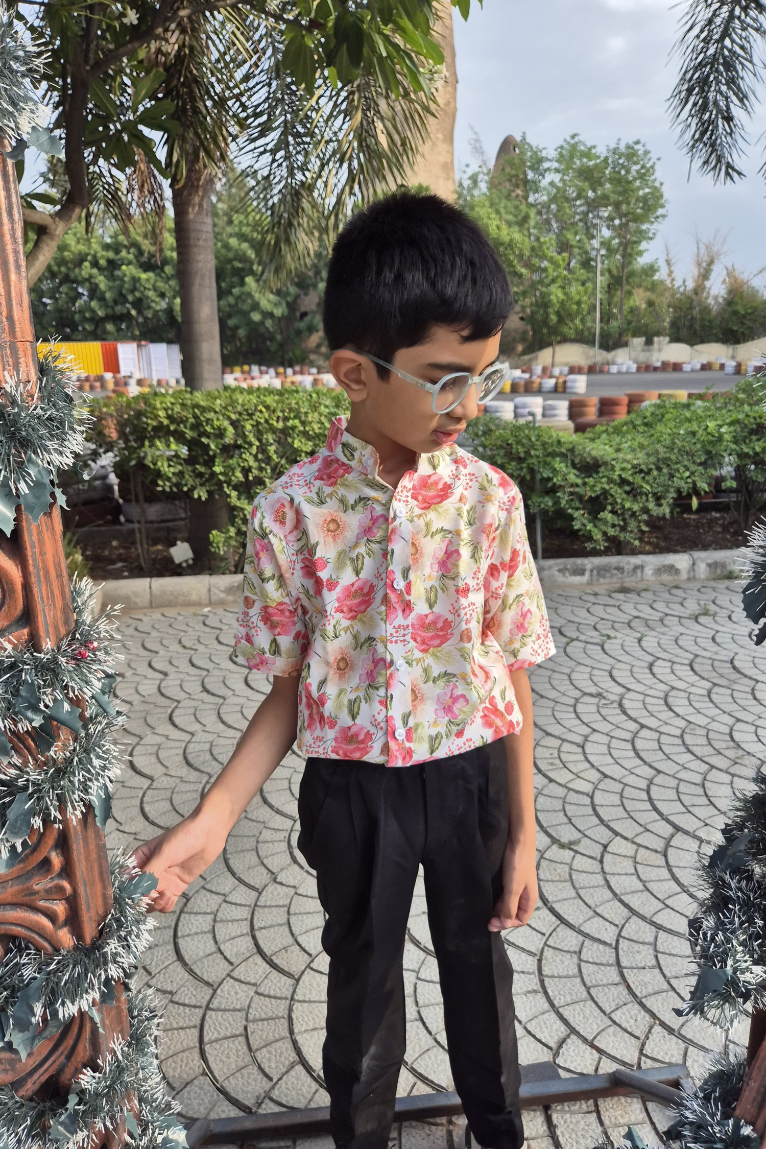 White Floral Shirt Twinning Twinning Set