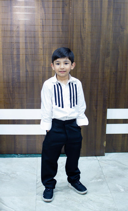 White Frill Shirt Mother Son Combo