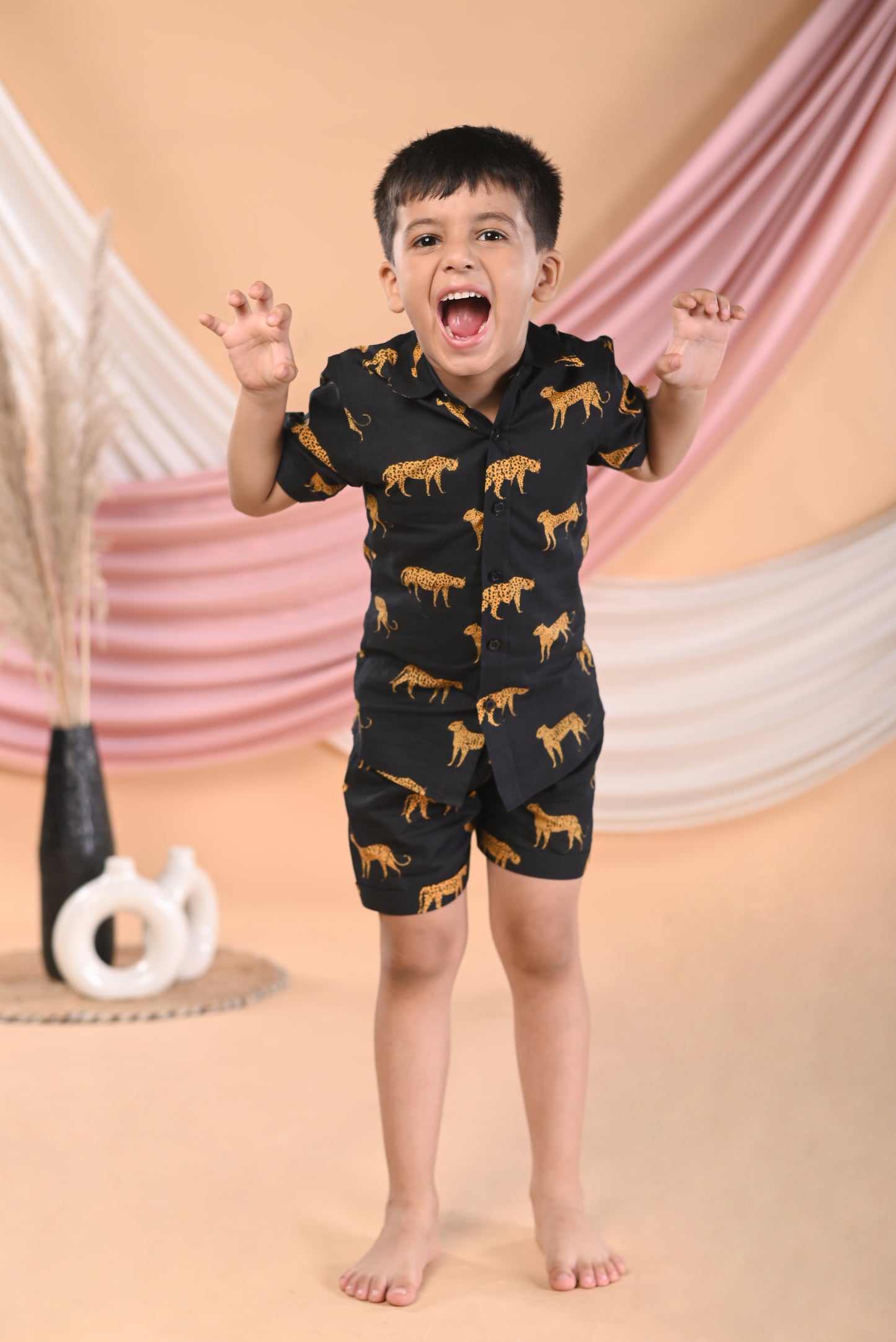Black Animal Print Mother Son Combo