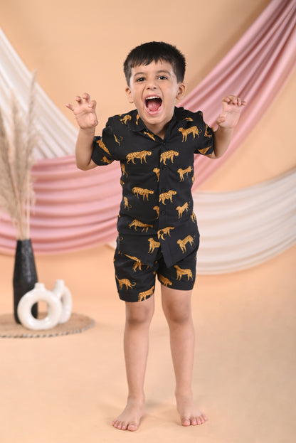Black Animal Print Mother Son Combo