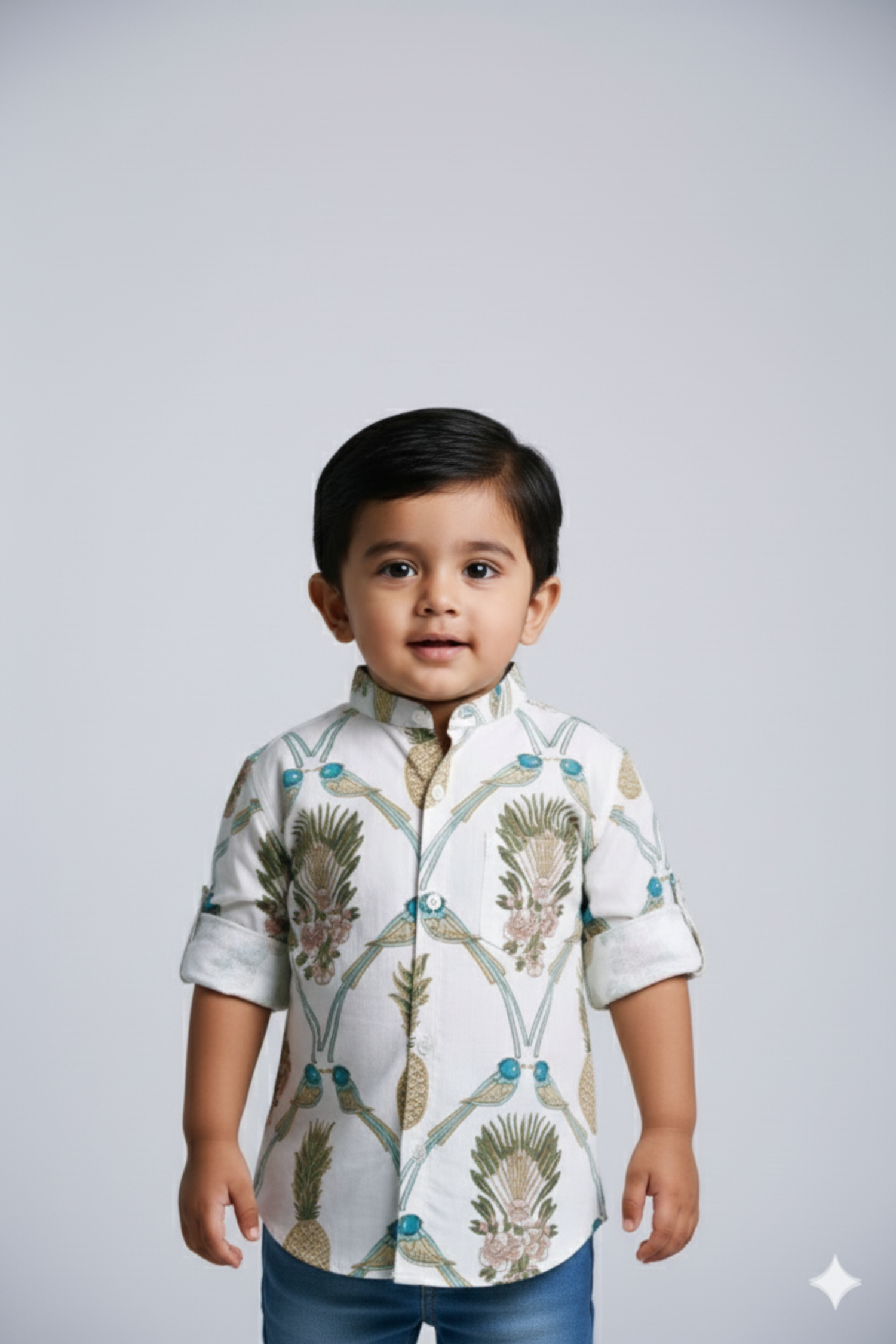 White Pineapple Print Father Son Twinning Set
