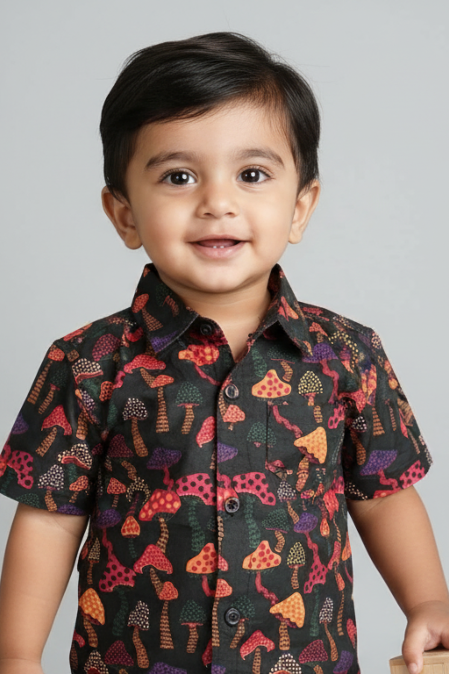 Black Mushroom Print Father Son Twinning Set
