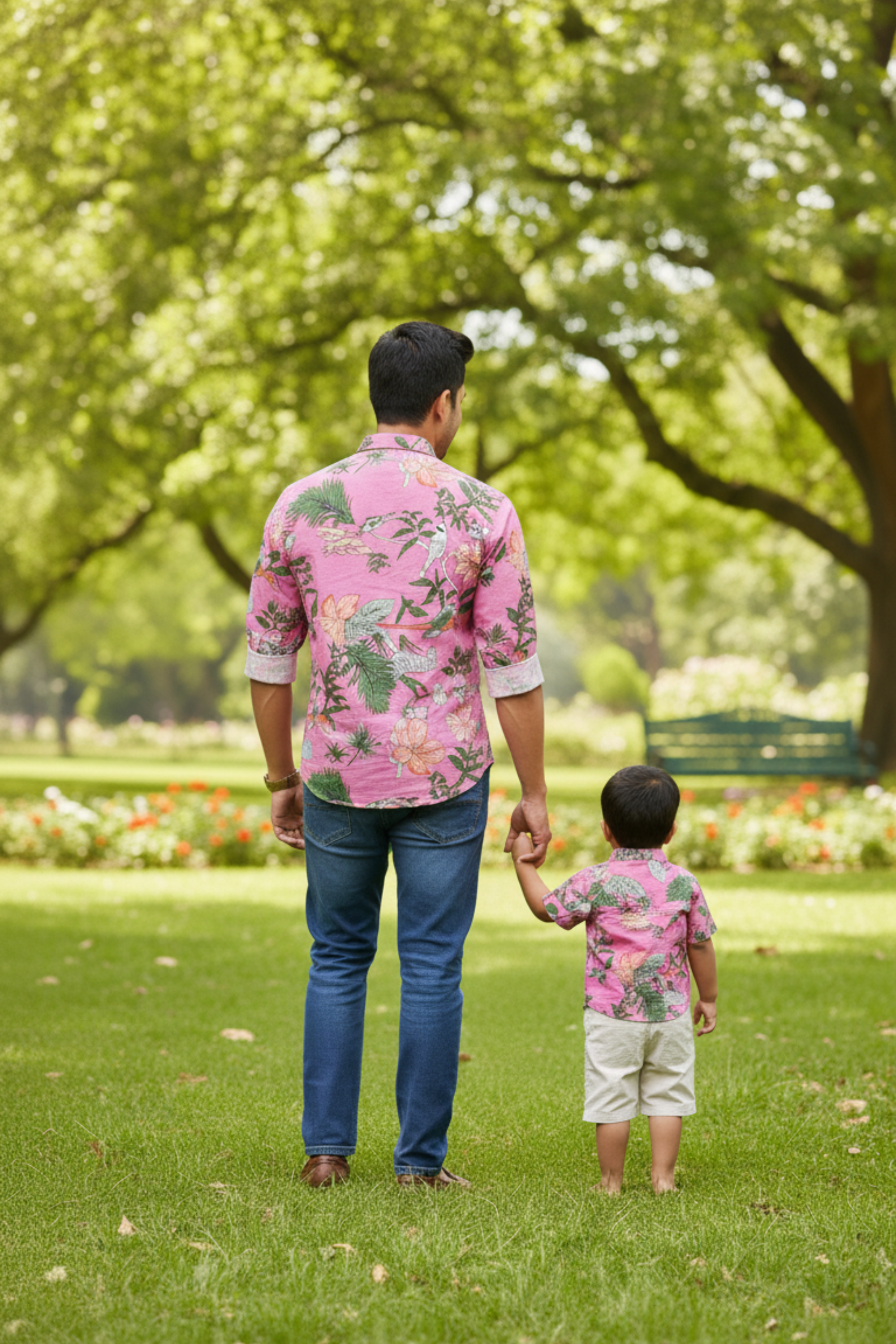 Pink Animal Print Father Son Twinning Set