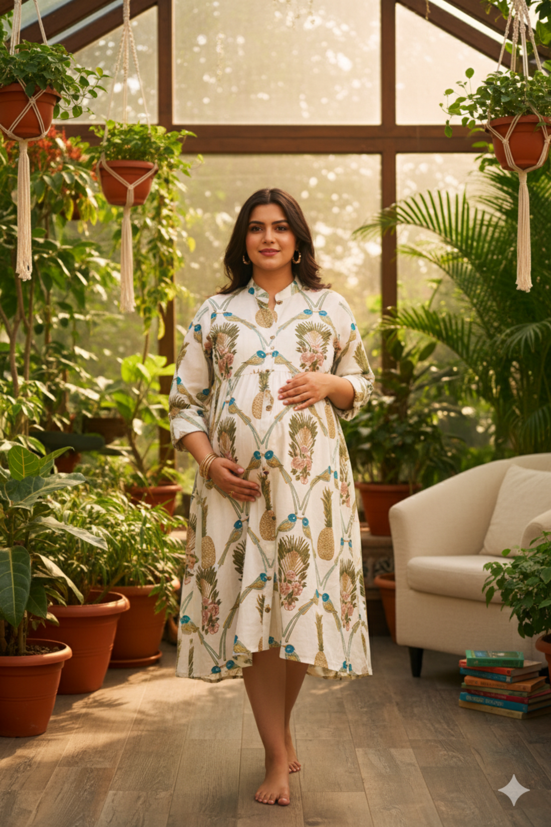 Pineapple Print Maternity Dress