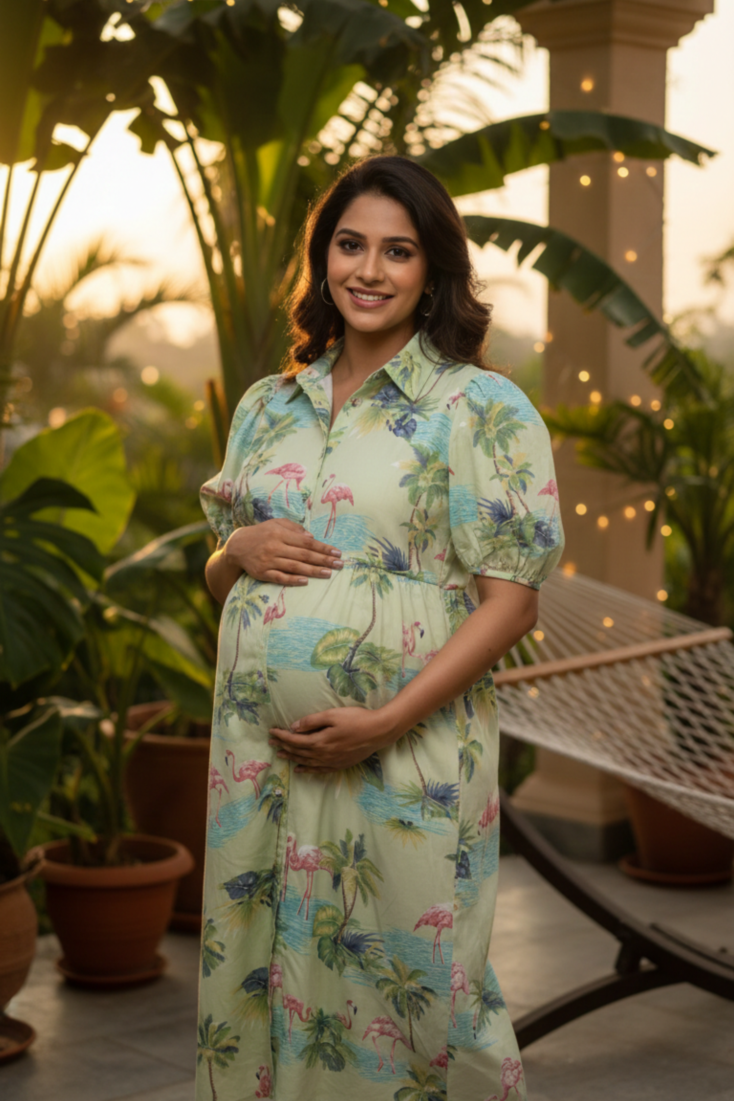 Flamingo Print Maternity Dress
