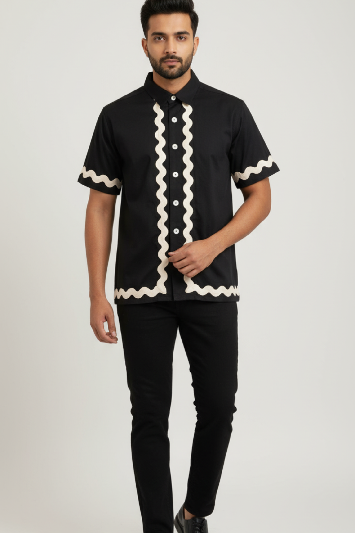 Black Lace Shirts Father Son Twinning Set