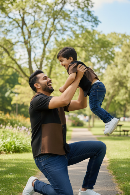 Black and Brown Checkerboard Father Son Twinning Set