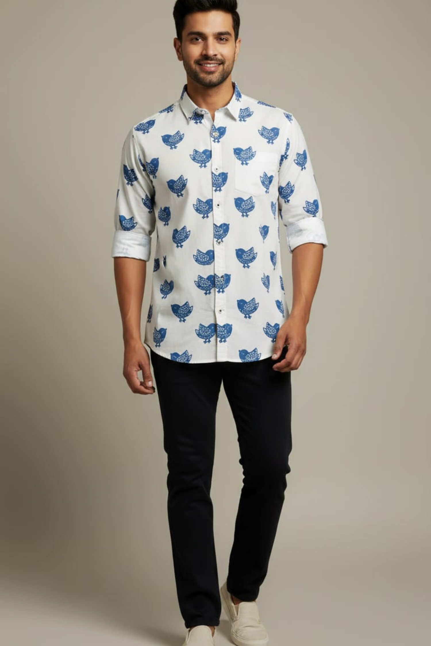 Blue Bird Print Father Son Twinning Set