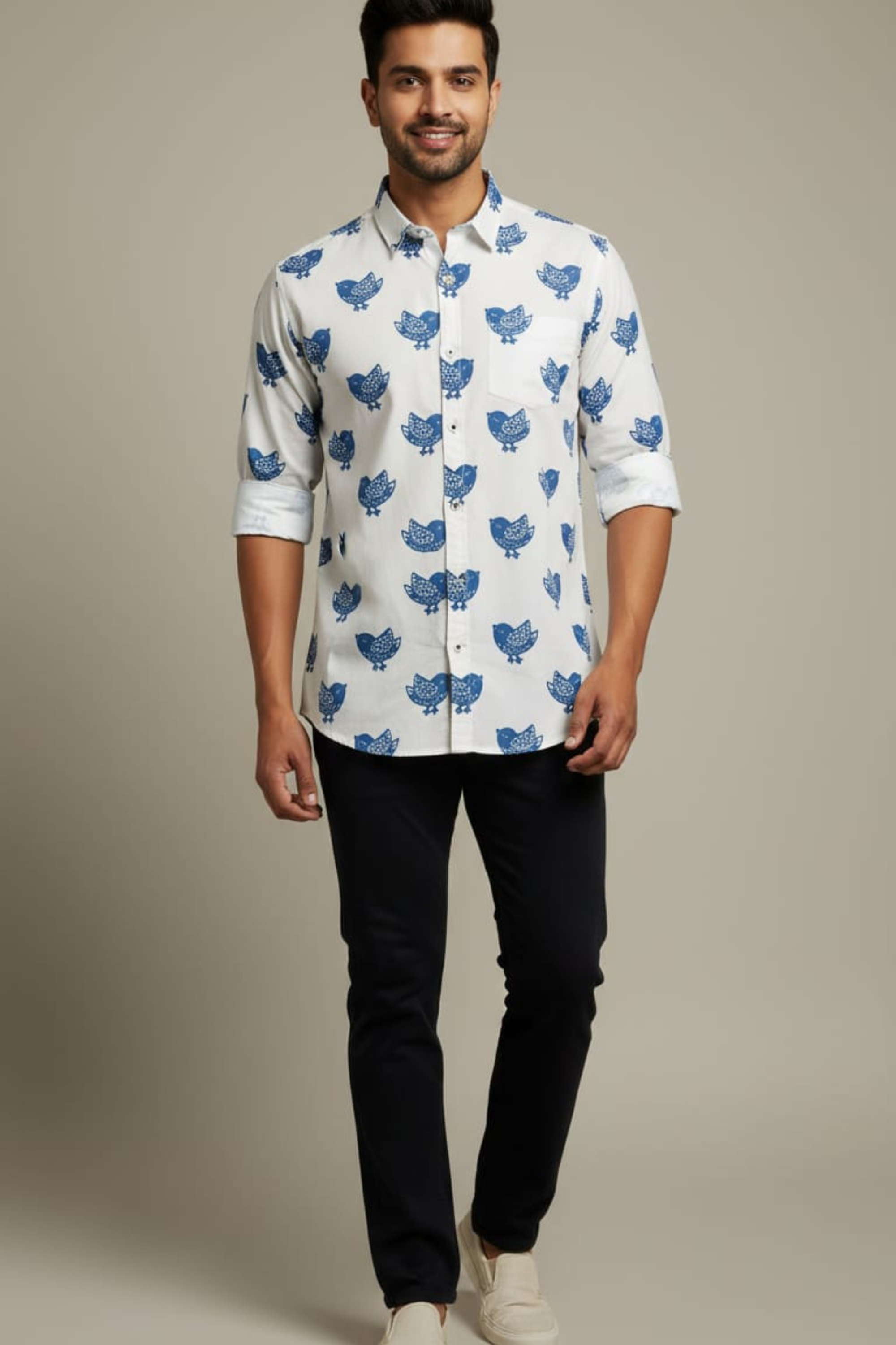 Blue Bird Print Father Son Twinning Set