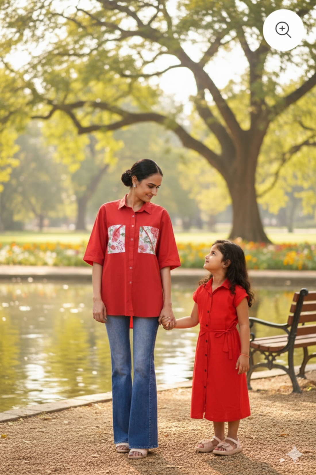Red Shirt and Dress Twinning Set