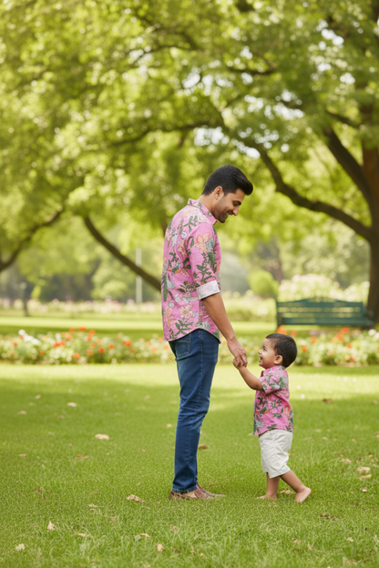 Pink Animal Print Father Son Twinning Set