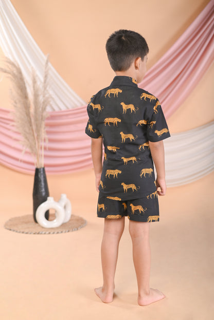 Black Animal Print Mother Son Combo