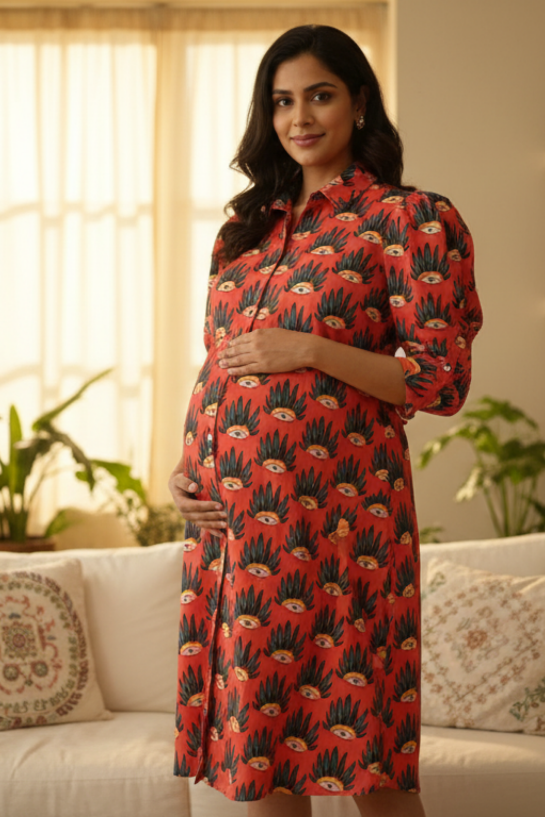 Evil Eye Print Maternity Dress