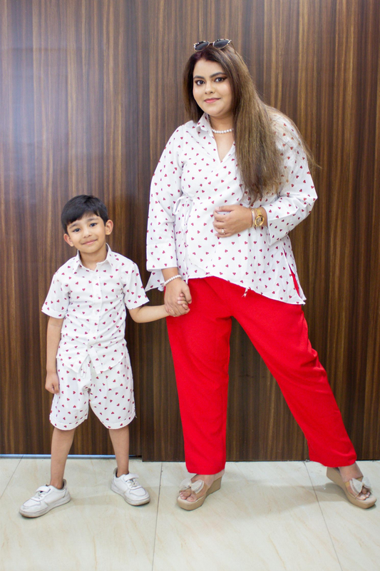 Heart Print Mother Son Co-ords