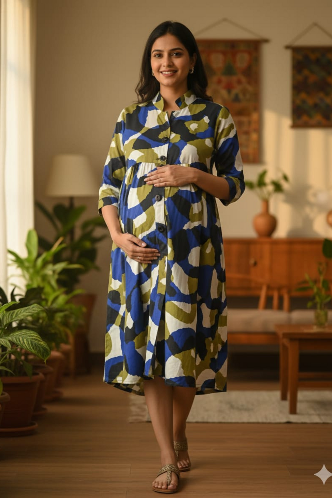 Zig Zag Print Maternity Dress