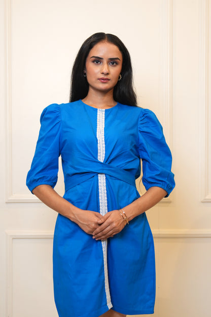 Blue Dress with Lace Details