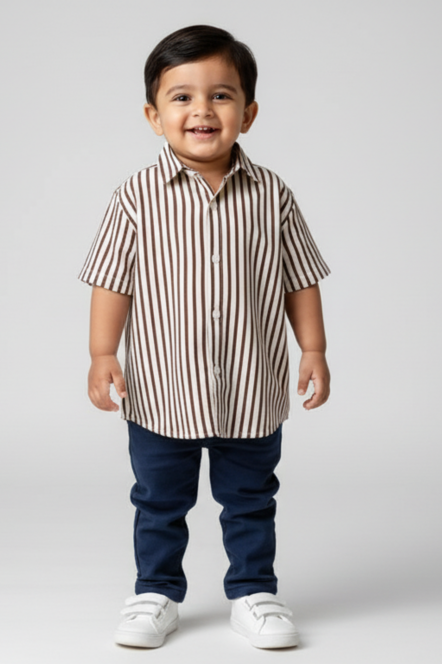 Brown and White Stripes Father Son Twinning Set