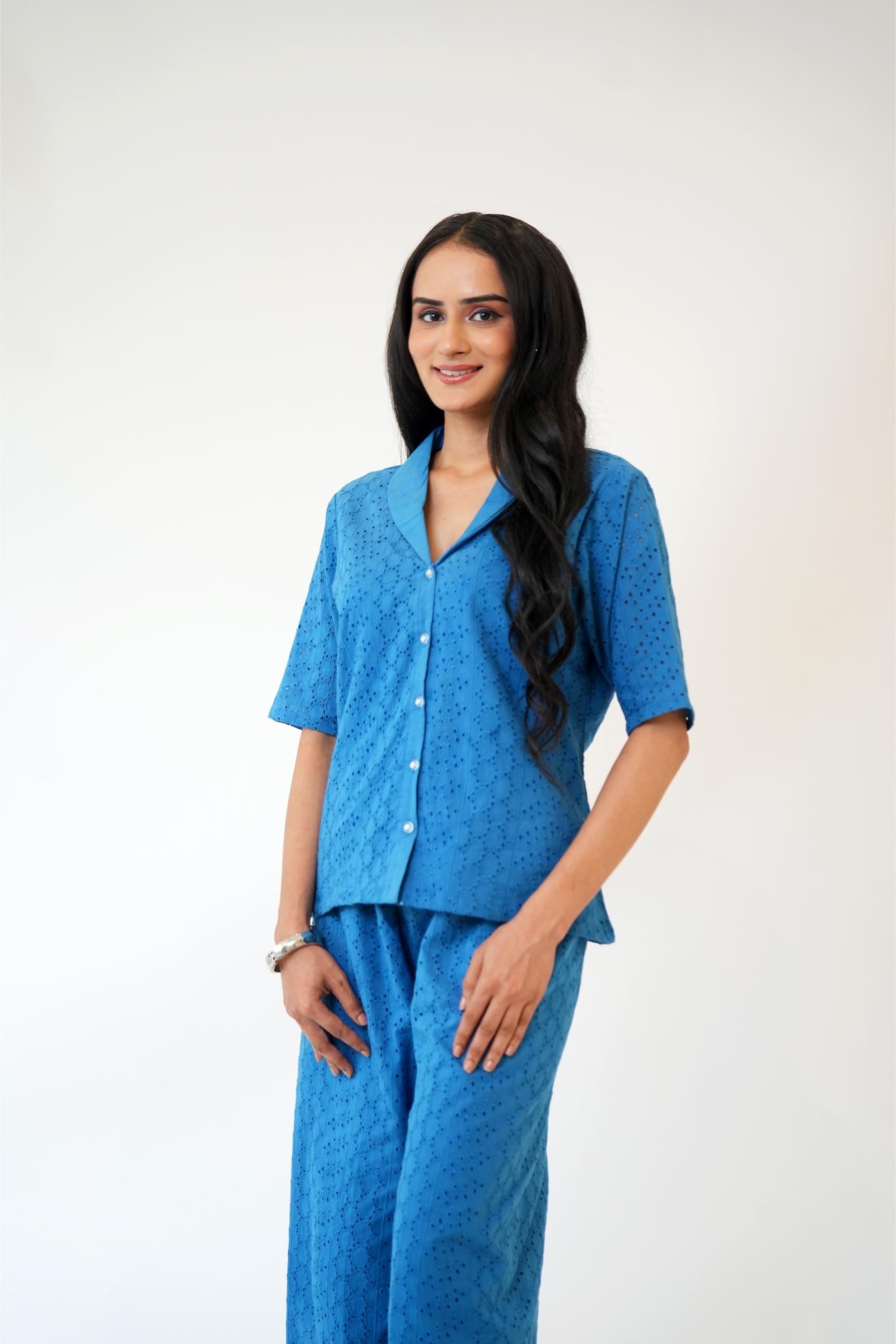 Blue Shiffli Co-ord Set