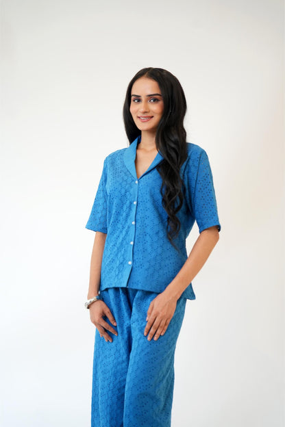 Blue Shiffli Co-ord Set