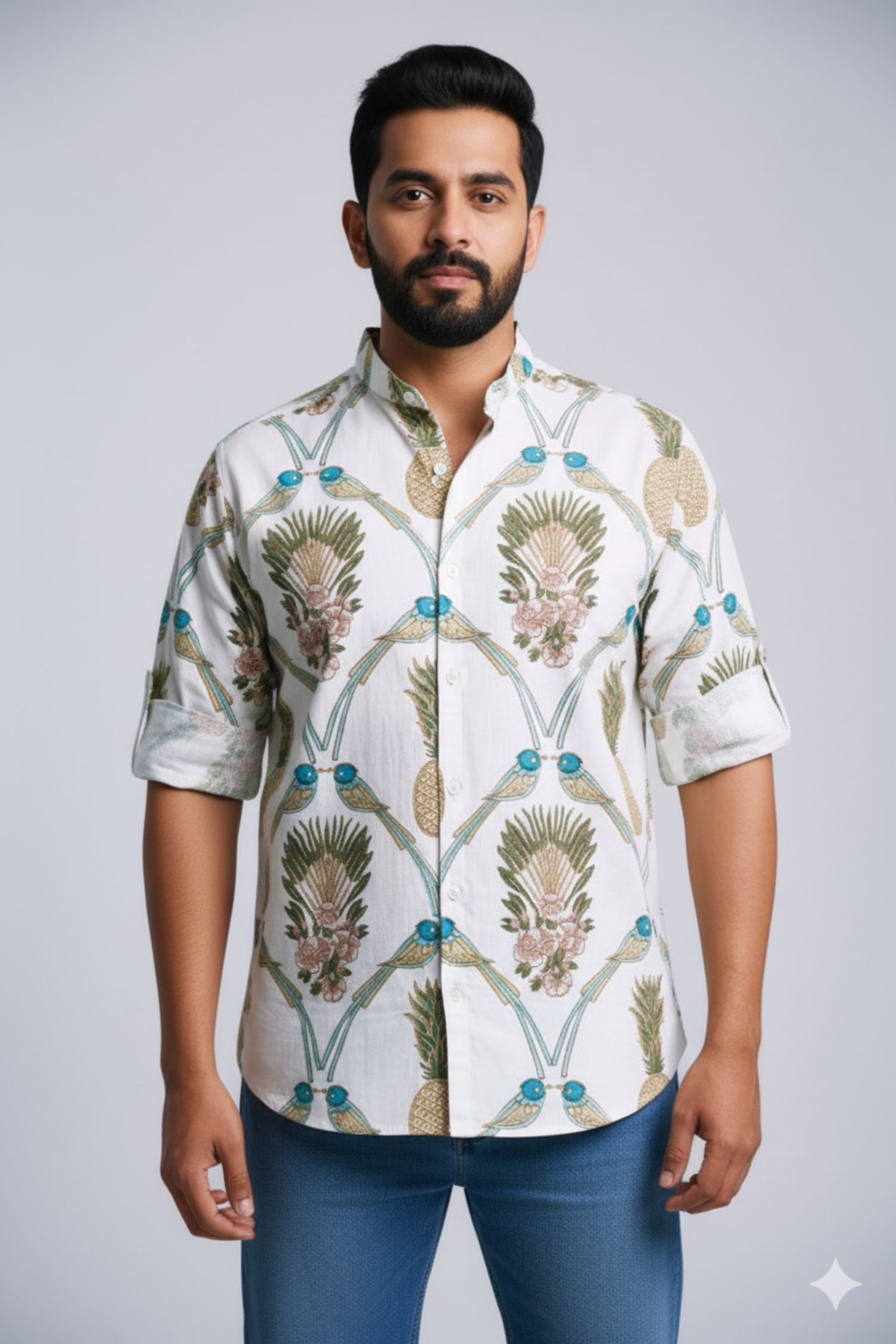 White Pineapple Print Father Son Twinning Set