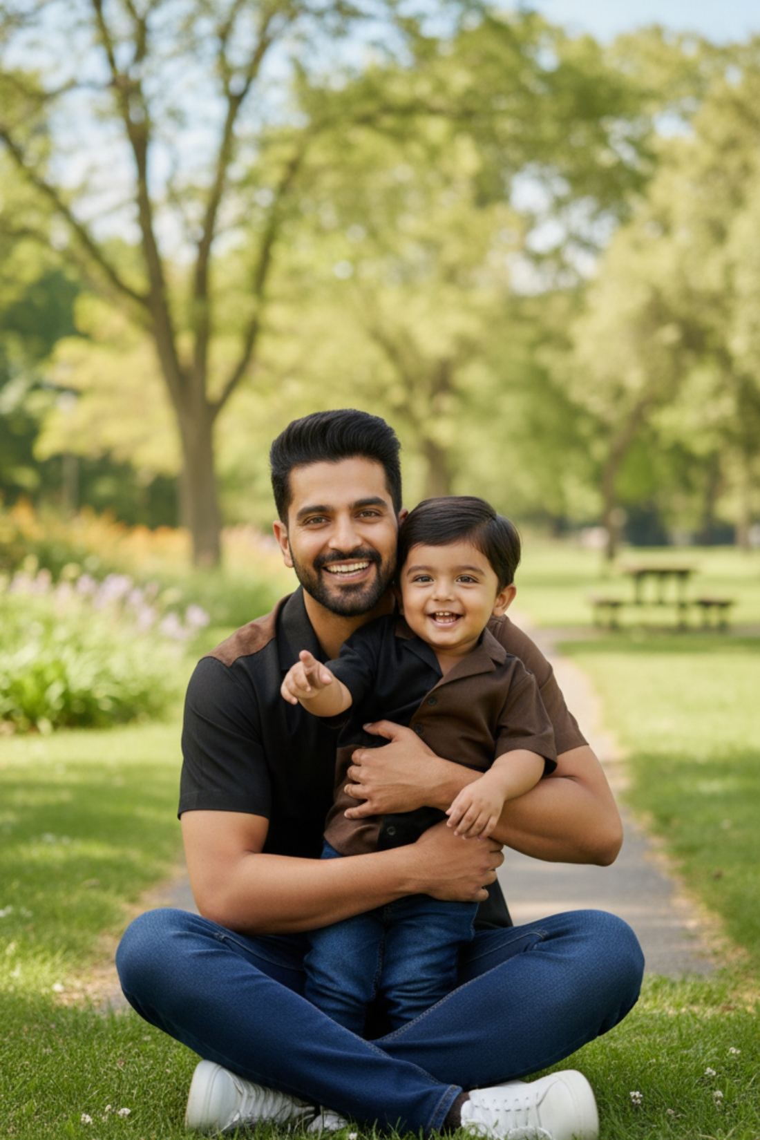 Black and Brown Checkerboard Father Son Twinning Set
