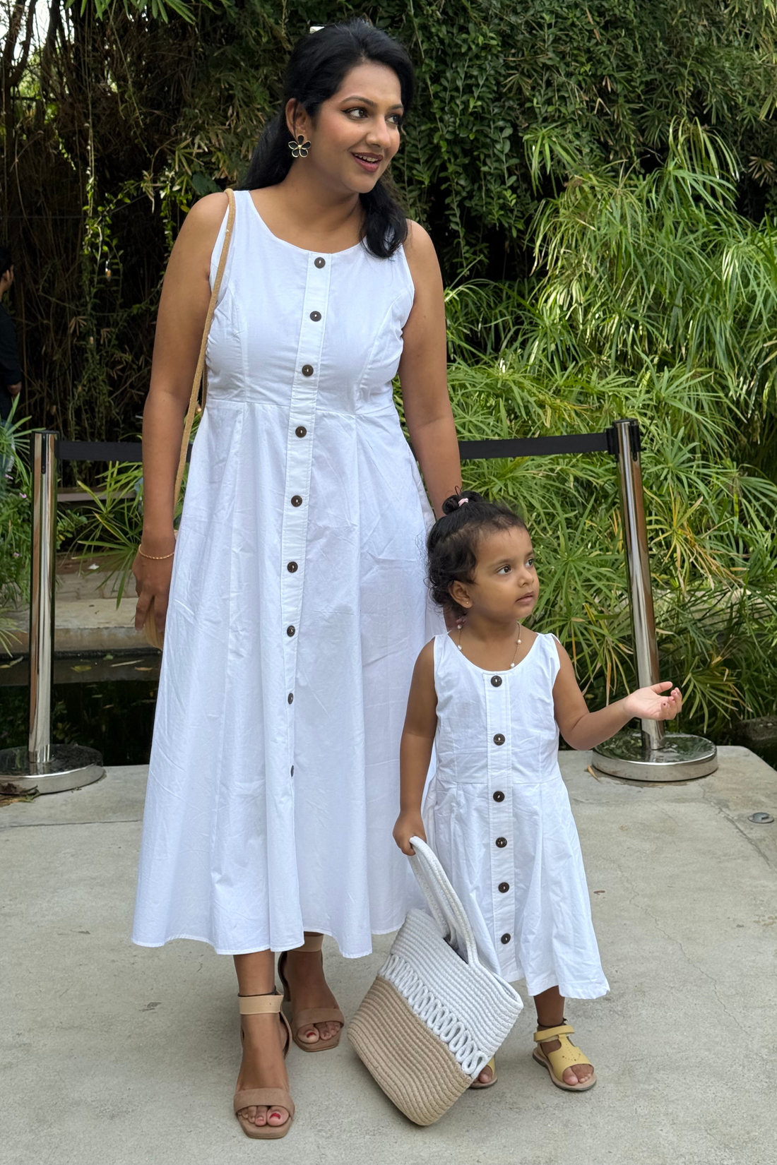 White Poplin Twinning Dress